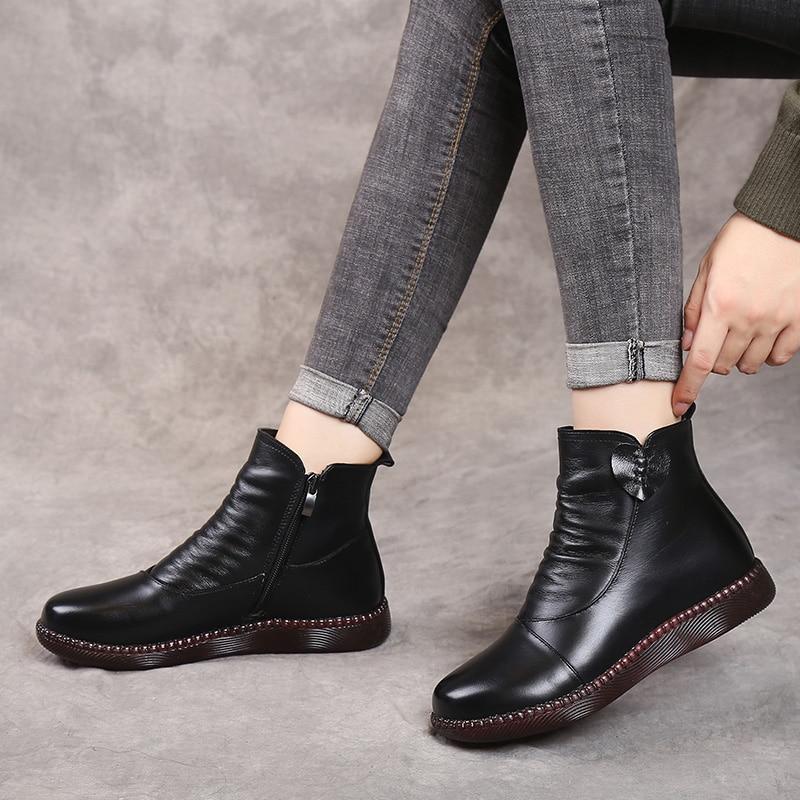 Dam Ankelboots – Smal Passform – Läder – Rynkad Front – Dragkedja i Sida