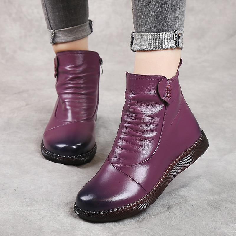 Dam Ankelboots – Smal Passform – Läder – Rynkad Front – Dragkedja i Sida