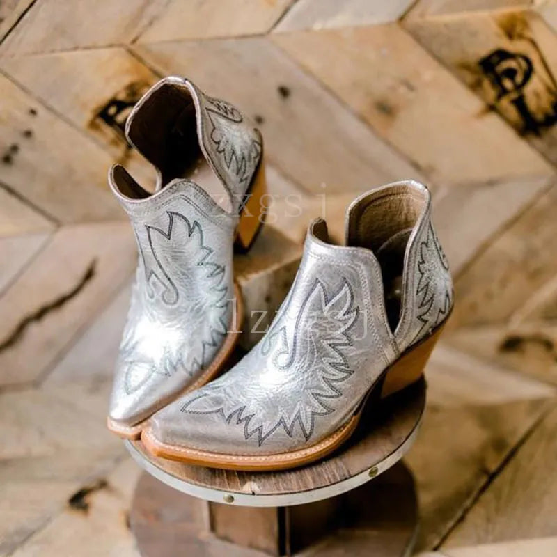 Cowboystövlar för kvinnor - Broderade - Avslappnad westernstil