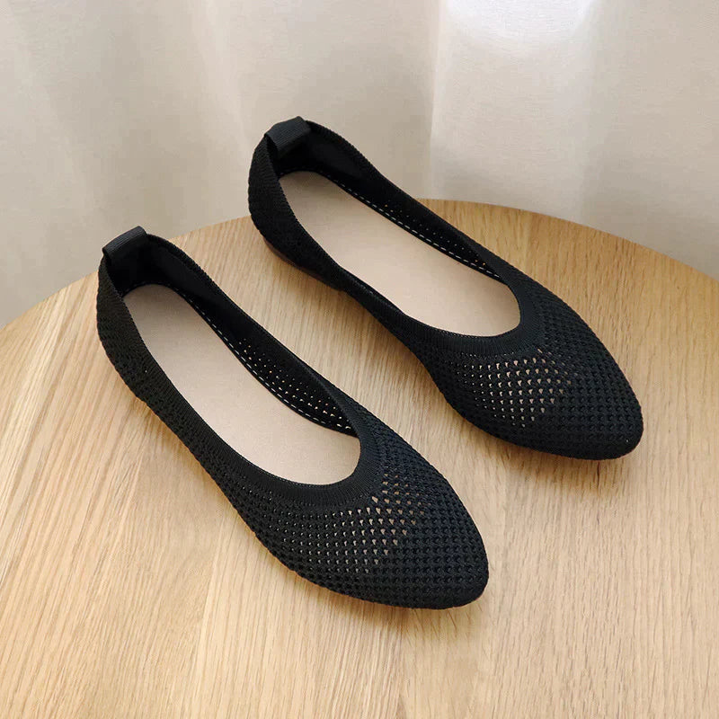 Dam Ballerinaskor – Andningsbart Stickat Tyg – Flexibla & Vikbara – Bekväma Slip-on