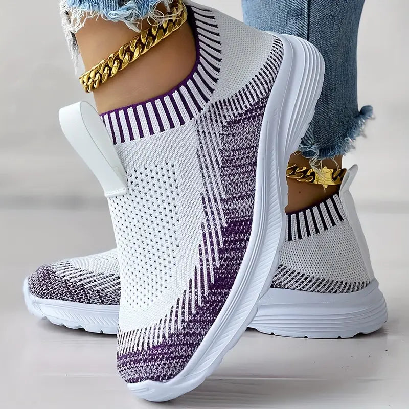 Dam Sneakers - Stickad Ovandel - Slip-on - Andningsbar och Bekväm - Greppvänlig Sula