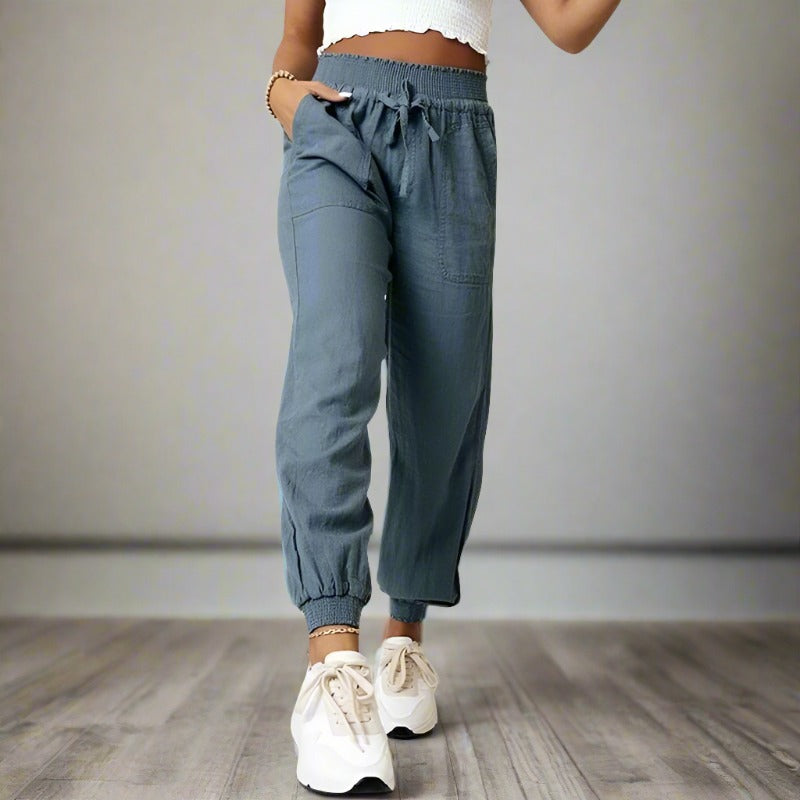 Dambyxor - Joggers - Avslappnad Passform - Dragsko Midja - Elastiska Muddar - Fickor