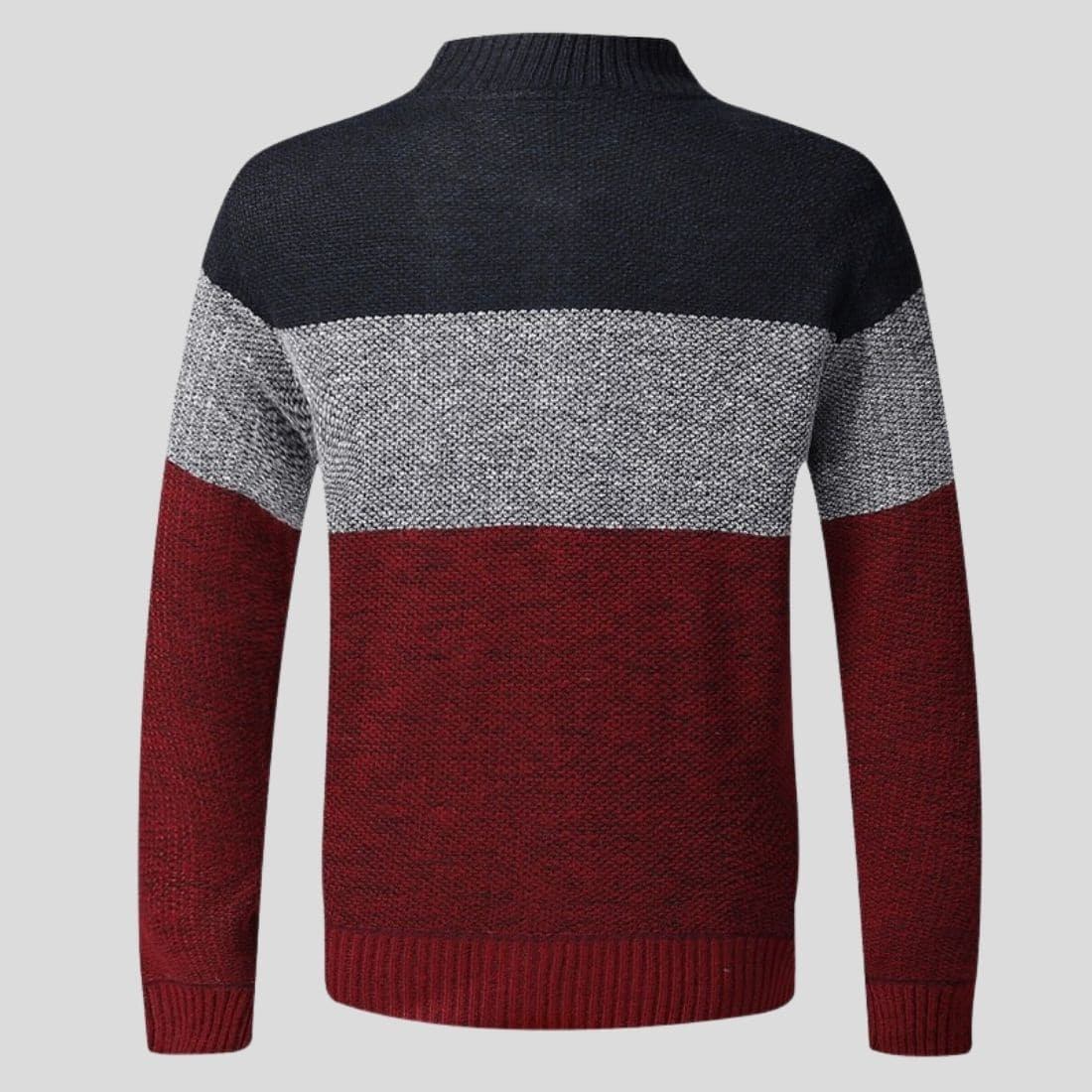 Herr Kofta - Stickad Design - Dragkedja - Ribbad Krage - Bekväm och Varm