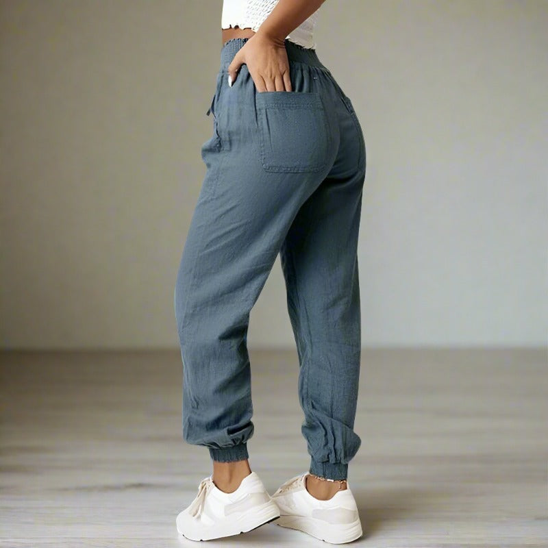 Dambyxor - Joggers - Avslappnad Passform - Dragsko Midja - Elastiska Muddar - Fickor