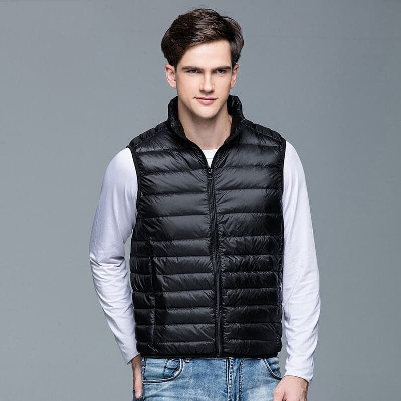 Herr Väst - Quiltad Pufferdesign - Ståkrage - Lättviktsisolering - Dragkedja