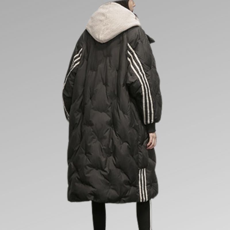 Dam Pufferjacka - Lång Quiltdesign - Vattentålig med Huva - Oversized Passform