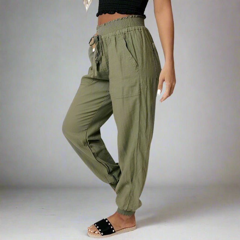 Dambyxor - Joggers - Avslappnad Passform - Dragsko Midja - Elastiska Muddar - Fickor