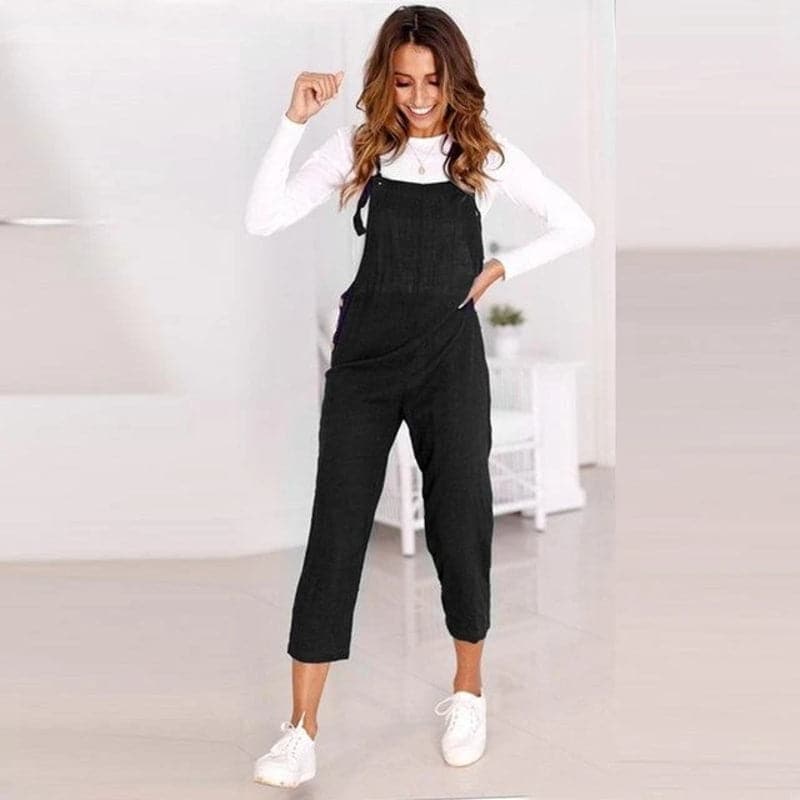 Daml Jumpsuit - Ärmös Med Knytband - Luftig och Bekväm - Croppad Passform med Fickor