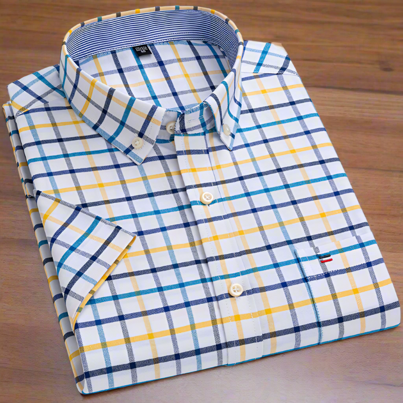 Herrskjorta - Bomullsblandning - Klassisk Passform - Lång ärm - Bröstficka