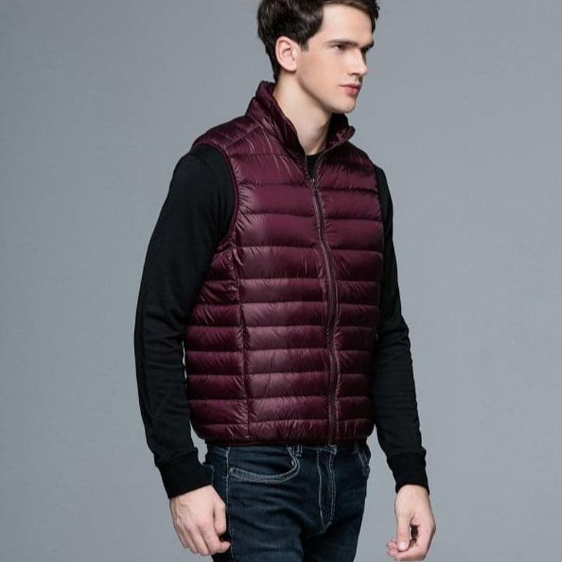 Herr Väst - Quiltad Pufferdesign - Ståkrage - Lättviktsisolering - Dragkedja