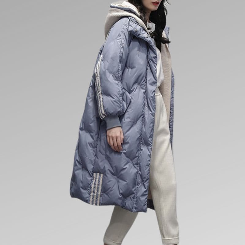 Dam Pufferjacka - Lång Quiltdesign - Vattentålig med Huva - Oversized Passform