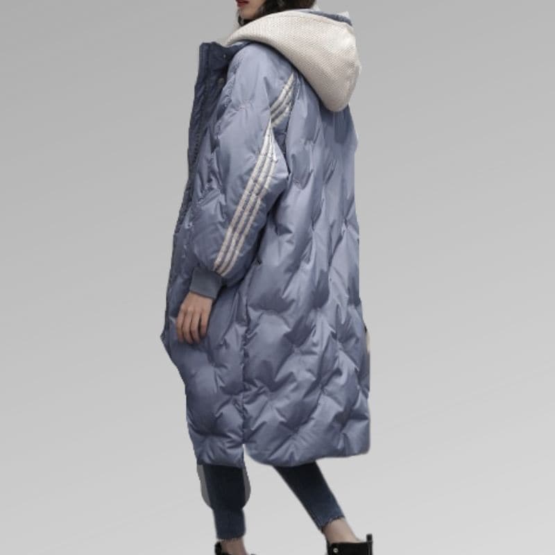 Dam Pufferjacka - Lång Quiltdesign - Vattentålig med Huva - Oversized Passform