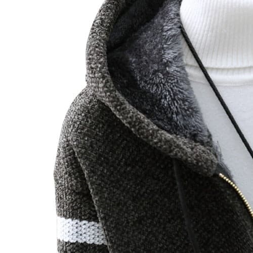 Herr Zip-Hoodie - Stickad Design - Fodrad för Komfort - Sportiga Ärmdetaljer