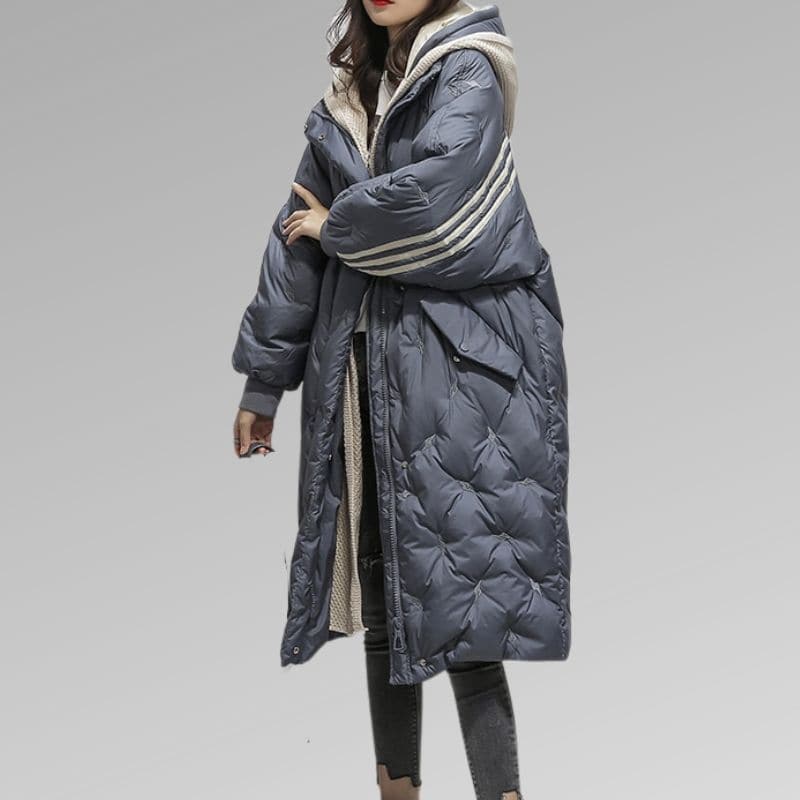 Dam Pufferjacka - Lång Quiltdesign - Vattentålig med Huva - Oversized Passform