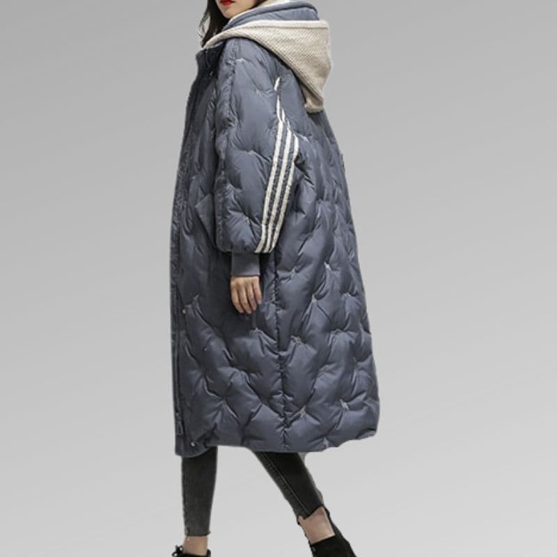 Dam Pufferjacka - Lång Quiltdesign - Vattentålig med Huva - Oversized Passform