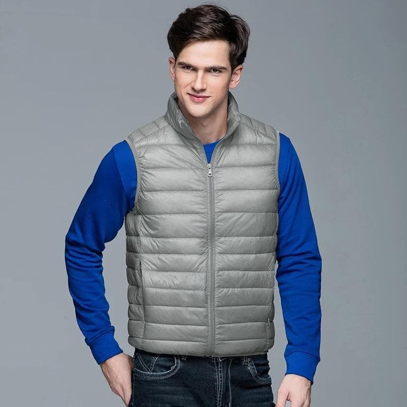 Herr Väst - Quiltad Pufferdesign - Ståkrage - Lättviktsisolering - Dragkedja
