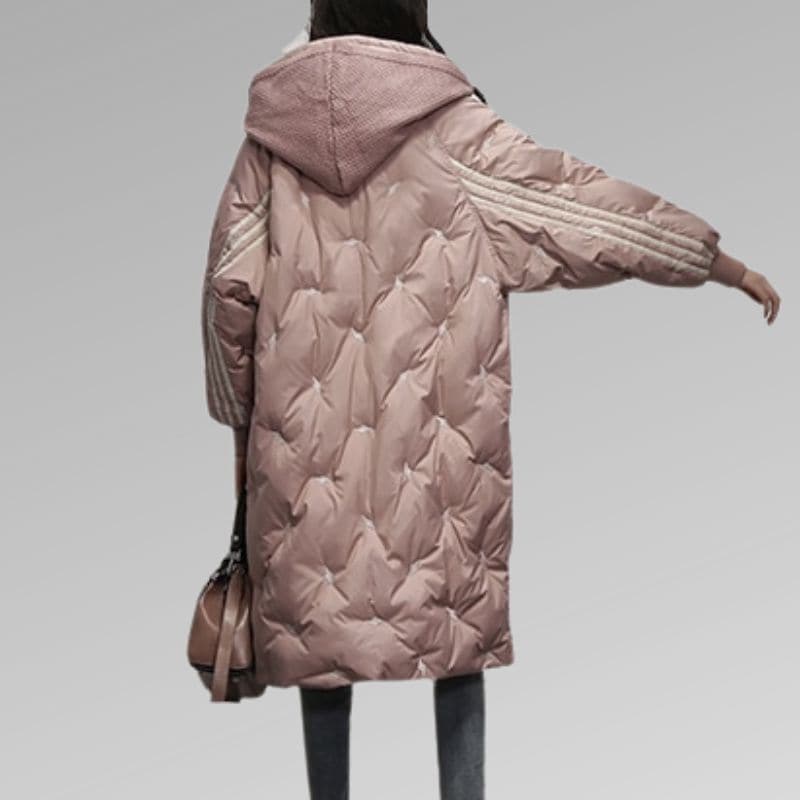 Dam Pufferjacka - Lång Quiltdesign - Vattentålig med Huva - Oversized Passform