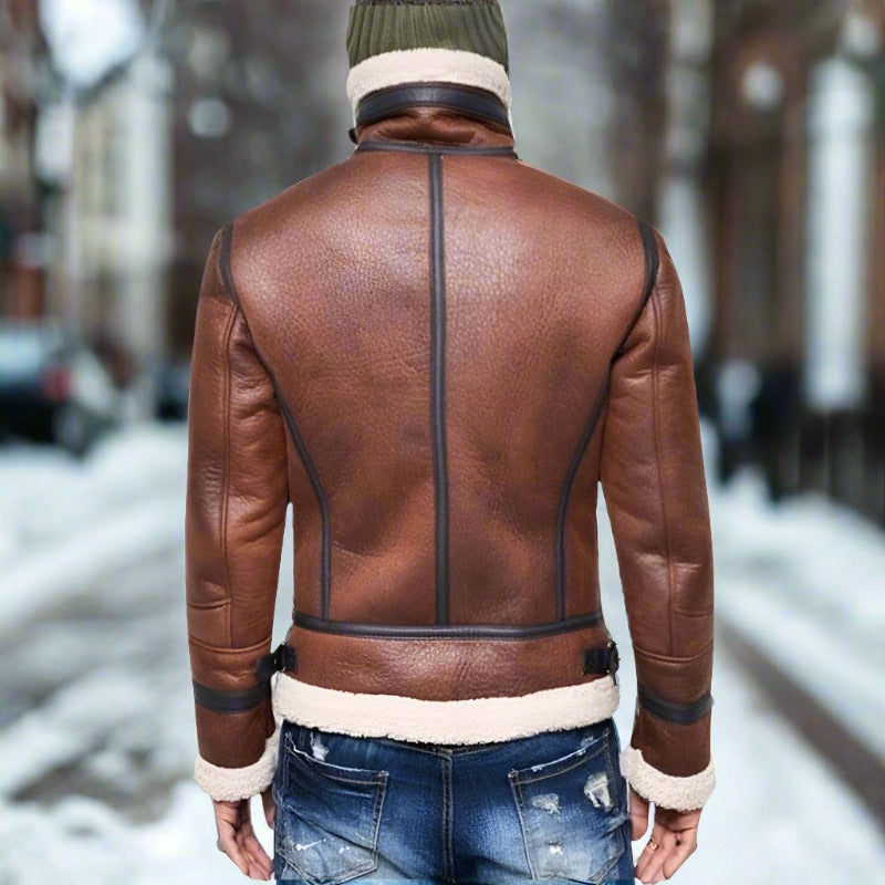 Johan Läder Bomberjacka | Värmande Foder Fickor Jacka