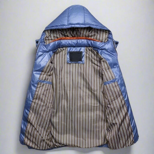 Herr Pufferjacka - Quiltad Vaddering - Vindtät med Huva - Lätt och Stilren