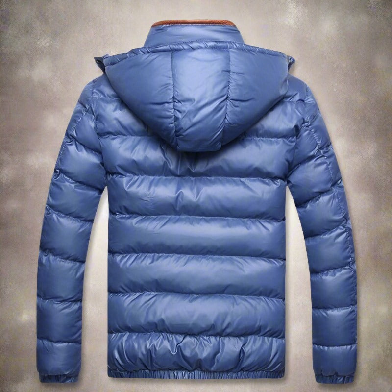 Herr Pufferjacka - Quiltad Vaddering - Vindtät med Huva - Lätt och Stilren