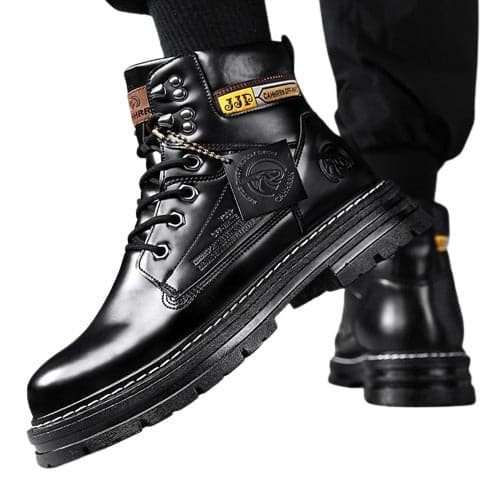 Herrkängor - Slitstarkt Läder - Halkfri Gummisula - Förstärkt Tå - Stabilt Ankelstöd