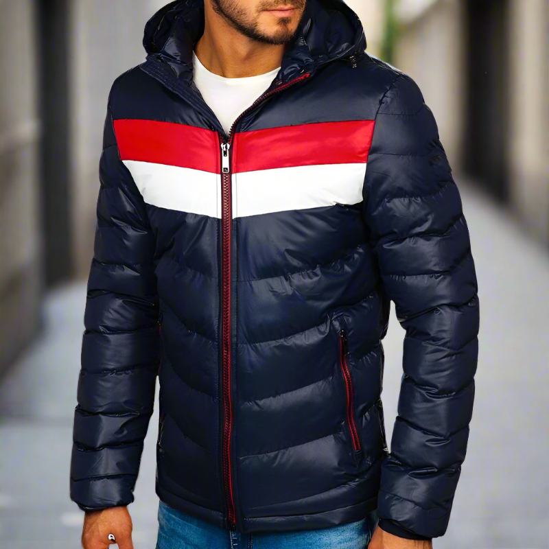 Herr Dunjacka - Quiltad Design - Regular Fit - Varm och Vindtålig med Huva