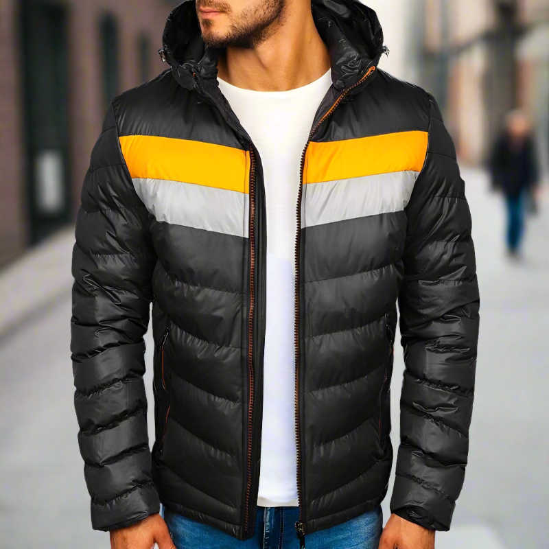 Herr Dunjacka - Quiltad Design - Regular Fit - Varm och Vindtålig med Huva