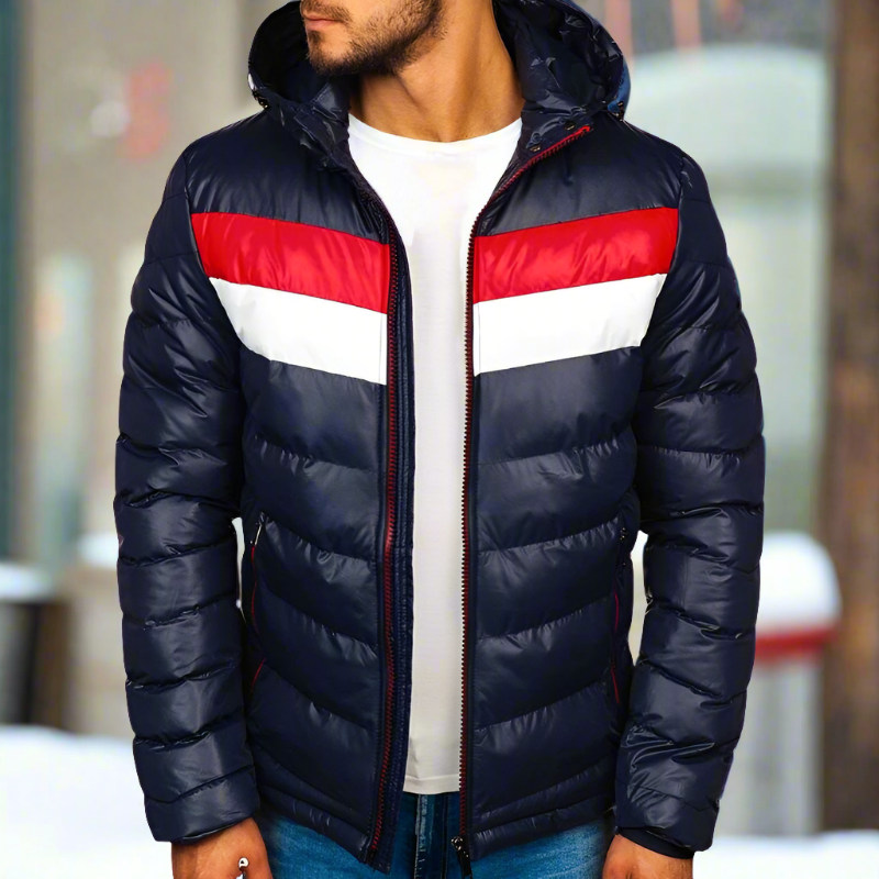 Herr Dunjacka - Quiltad Design - Regular Fit - Varm och Vindtålig med Huva