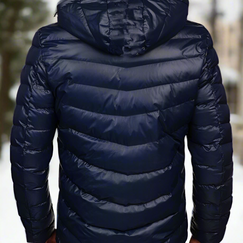 Herr Dunjacka - Quiltad Design - Regular Fit - Varm och Vindtålig med Huva