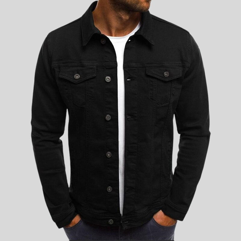 Herr Jeansjacka - Slim Fit - Bröstfickor - Klassisk Knappstängning