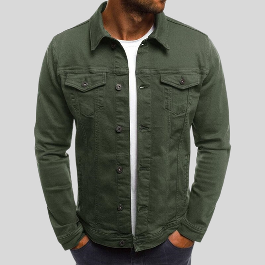Herr Jeansjacka - Slim Fit - Bröstfickor - Klassisk Knappstängning