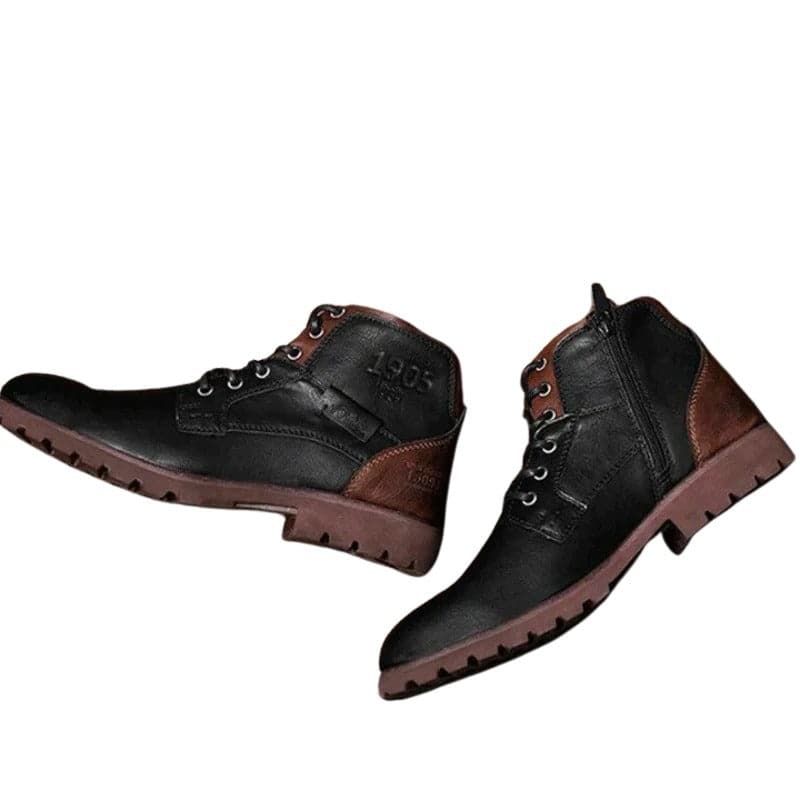 Herrkängor - Äkta Läder - Snörning med Metallöljetter - Greppvänlig Robust Sula