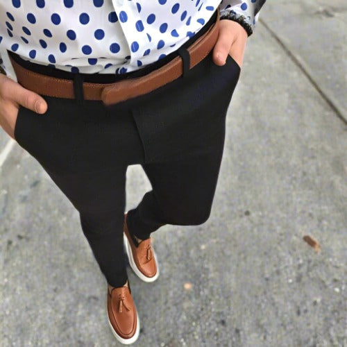 Herr Kostymbyxor - Slim Fit - Skräddarsydd Design - Bekväma och Stilrena