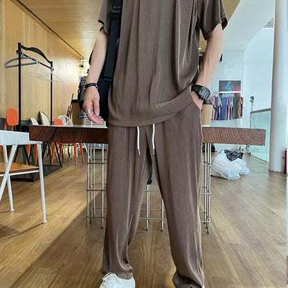 Herr Lounge-set – Oversized T-shirt & Byxor – Mjuk Bomull – Andningsbart & Bekvämt