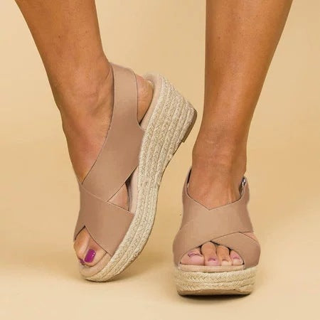 Women’s Wedge Espadrille Sandals with Adjustable Straps and Cushioned Sole