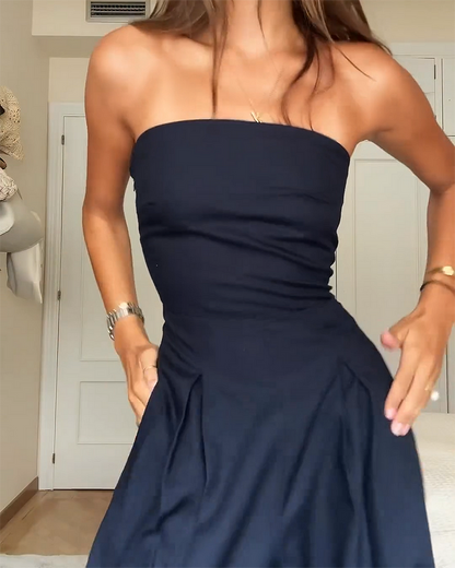 Dam Jumpsuit - Axelbandslös - Vida Ben - Fickor - Elegant och Bekväm