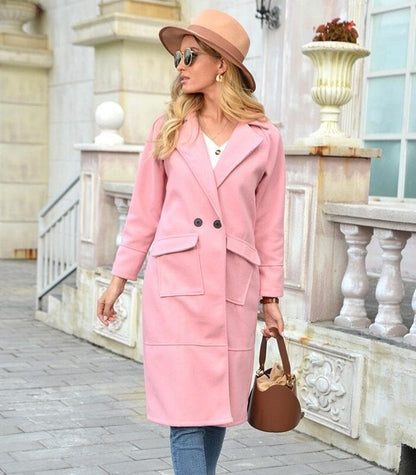 Damkappa – Skräddad Passform – Dubbbröst – Ullmix – Knälång