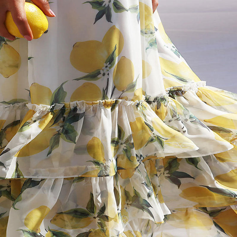 Damklänning – Maxilängd – A-linjeform – Ärmlös – Volangkant – Luftigt Tyg