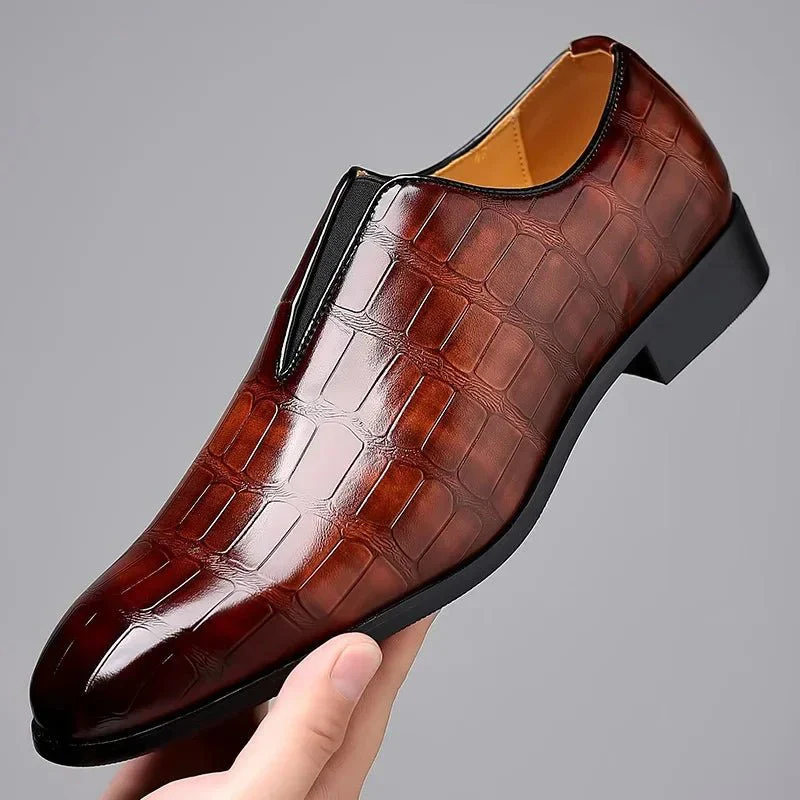 Herrar loafers – Glansig finish – Krokodilmönster