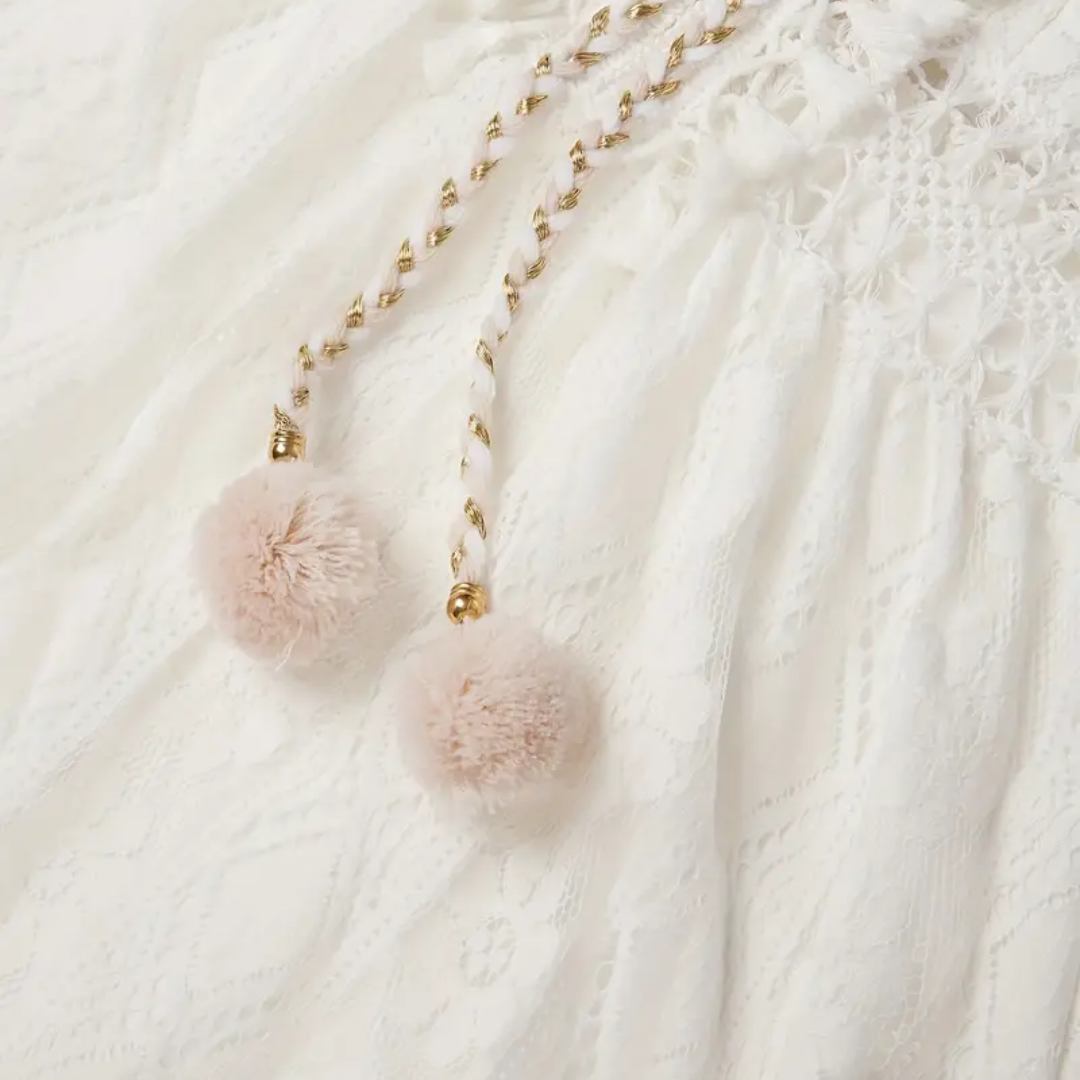 Damklänning – Midilängd – Boho Stil – Spagettiband – Avslappnad Passform – Spetsdetaljer