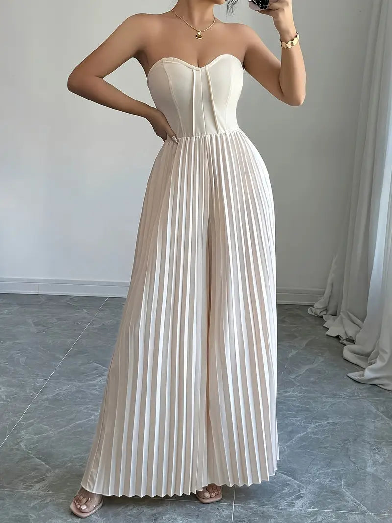 Dam Jumpsuit – Axelbandslös Korsettliv – Vida Ben – Elegant Veckad Design