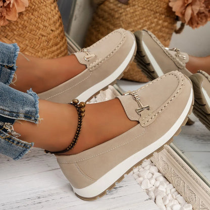 Damloafers - Slip-On - Låg klack - Metalldetalj - Komfortskor för vardagsbruk