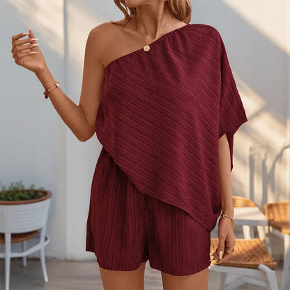 Damplaysuit – Enaxlad – Texturerat Tyg – Avslappnad Passform – Kort Modell