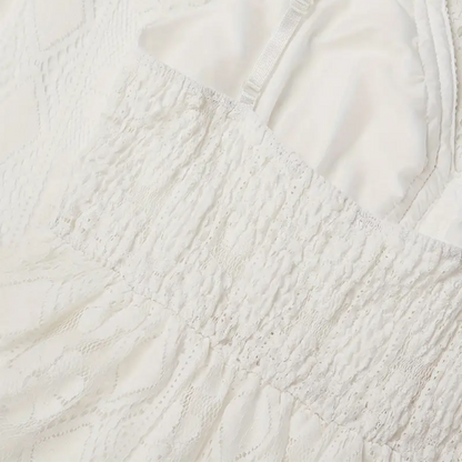 Damklänning – Midilängd – Boho Stil – Spagettiband – Avslappnad Passform – Spetsdetaljer