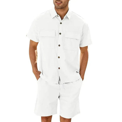Herrset med skjorta och shorts – avslappnad passform – kort ärm – andningsbar design