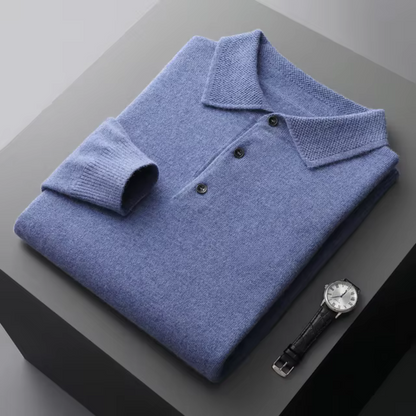 Herrtröja med krage – Merinoull – Normal passform – Ribbad kant – Smart casual