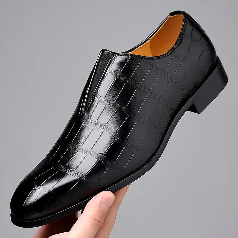 Herrar loafers – Glansig finish – Krokodilmönster