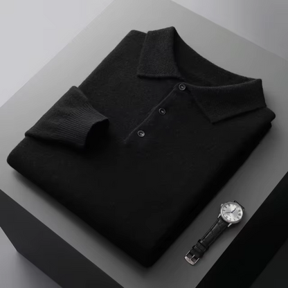 Herrtröja med krage – Merinoull – Normal passform – Ribbad kant – Smart casual