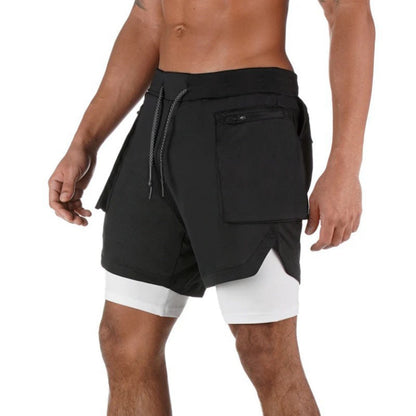 Herrshorts – Dubbellagerdesign – Kompression inre – Mitten av lår