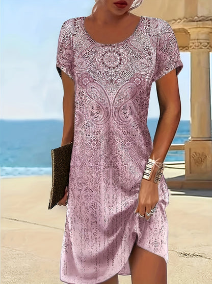 Damklänning mini – avslappnad passform – andningsbar mix – kort ärm – rund hals